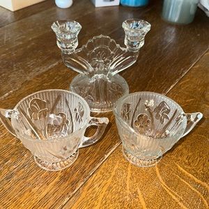 Jeannette Iris & Herringbone Sugar Creamer candlestick